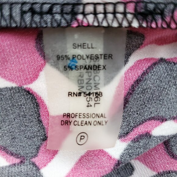 Calvin Klein Geo Print Black Magenta White Pleated Neck Sleeveless Blouse M - Picture 7 of 13